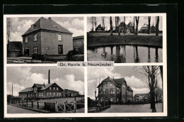 AK Gr. Harrie B. Neumünster, Kaufhaus Otto Hehnke, Uferpartie, Ortspartie  - Neumünster