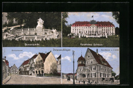 AK Donaueschingen, Gasthaus Zur Linde, Fürstliches Schloss, Donauquelle  - Donaueschingen