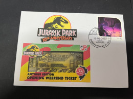 14-5-2024 (5 Z 7) Australian Personalised Stamp Isssued For Jurassic Park 30th Anniversary (Dinosaur) - Prehistorics