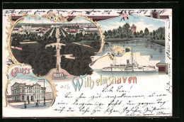 Lithographie Wilhelmshaven, Grube`s Gasthof, Ortsansicht Aus Der Vogelschau Und Parkanlagen  - Wilhelmshaven