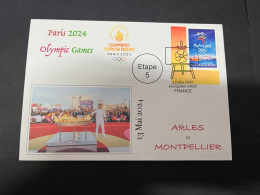 14-5-2024 (5 Z 7) Paris Olympic Games 2024 - Torch Relay (Etape 5) In Montpellier (13-5-2024) With OLYMPIC Stamp - Zomer 2024: Parijs