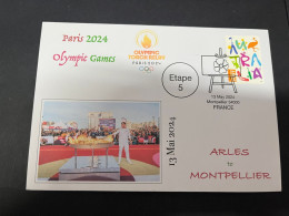 14-5-2024 (5 Z 7) Paris Olympic Games 2024 - Torch Relay (Etape 5) In Montpellier (13-5-2024) With OLYMPIC Stamp - Zomer 2024: Parijs