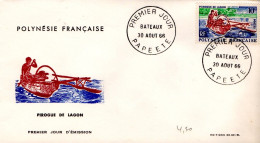 POLYNESIE FDC 1966 PIROGUE DE LAGON - Schiffe