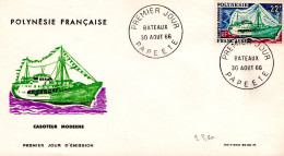 POLYNESIE FDC 1966 CABOTEUR MODERNE - Ships