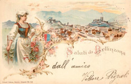 13566999 Bellinzona Panorama Frau Mit Tracht Bellinzona - Andere & Zonder Classificatie