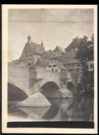 Fotografie Unbekannter Fotograf, Ansicht Bergheim, Stadtansicht Vom Ufer Neben Einer Brücke  - Lieux