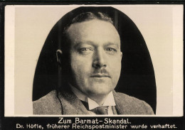 Fotografie Portrait Dr. Höfle, Früherer Reichspostminister Wurde Im Zuge Des Barmat-Skandal's Verhaftet  - Célébrités