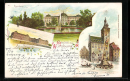 Lithographie Würzburg, Residenz Und Rathaus  - Wuerzburg