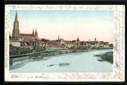 AK Ulm A. D., Panorama Der Stadt Mit Donau, Mit Leuchtenden Fenstern  - Autres & Non Classés