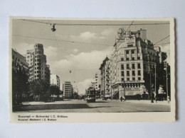 Romania-Bucuresti:Boulevard Brătianu,shops & Tram Photo Postard Written 1945 - Roumanie