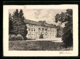 Künstler-AK Berlin-Pankow, Schloss Mit Schlosspark, Radierung  - Pankow