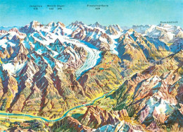 13338057 Goms VS Aletschgebietskarte Mit Jungfrau Moench Eiger Und Finsteraarhor - Autres & Non Classés