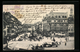 AK St. Johann, Strassenbahn Am Marktplatz  - Tram