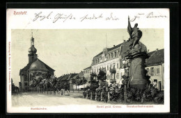 AK Rastatt, Stadtkirche, Hotel Gold. Kreuz Und Bernhardusbrunnen  - Rastatt