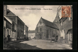 CPA St-Christophe-du-Jambet, Place De L`Eglise  - Autres & Non Classés