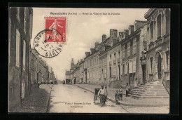 CPA Bonnétable, Hôtel De Ville Et Rue St-Nicolas  - Other & Unclassified