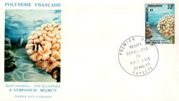 POLYNESIE FDC 1977 CORAUX SYMPOSIUM MIAMI 77 - FDC