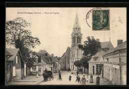 CPA Yvré-Evêque, Place De L`Eglise  - Autres & Non Classés