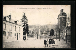 CPA Chateau-du-Loir, Place De L`Eglise, La Poste  - Chateau Du Loir