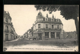 CPA Chateau-du-Loir, Perspective De L`Avenue Du Mans Et De La Rue Du Bas De Ville  - Le Mans