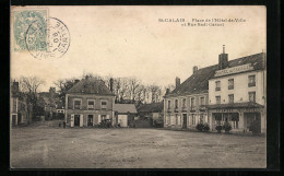 CPA St-Calais, Place De L`Hotel-de-Ville Et Rue Sadi Carnot  - Saint Calais