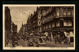 AK Berlin, Friedrichstrasse Ecke Jägerstrasse Mit Cafe Victoria Und Strassenbahn  - Mitte