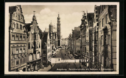 AK Augsburg, Karolinenstrasse Mit Rathaus  - Augsburg