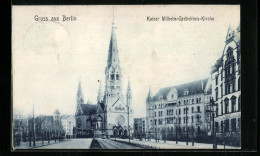 AK Berlin-Charlottenburg, Kaiser Wilhelm-Gedächtnis-Kirche Mit Strassenbahn  - Charlottenburg