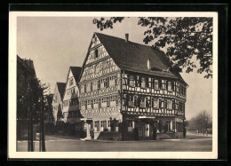 AK Schorndorf, Fachwerkgiebel Am Bahnhofsplatz  - Schorndorf