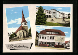 AK Schorndorf-Haubersbronn, Schule, Rathaus Und Kirche Im Wieslauftal  - Schorndorf