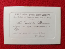 SAUCLIERES ERECTION D'UN MONUMENT AUX ENFANTS DE SAUCLIERES MORTS POUR LA FRANCE 12 X 8 Cm - Historical Documents