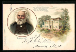 Lithographie Longfellow, Geburtshaus  - Schriftsteller