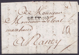 L. Datée 4 Juin 1718 De LYON Pour NANCY - Griffe "DE LYON" Port "10" - 1701-1800: Vorläufer XVIII