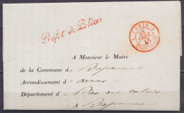 L. Imprimée Datée 28 Février 1848 De La Préfetcure De Police Càd "PARIS 1 /23 FEVR. 1845/ FRANCHISES" Pour BAPAUME (au D - 1801-1848: Vorläufer XIX