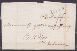 L. Datée 24 Décembre 1757 Pour SAINT-DIEY (Saint-Dié) En Loarraine - Griffe "LILLE" - Port "16" - 1701-1800: Vorläufer XVIII