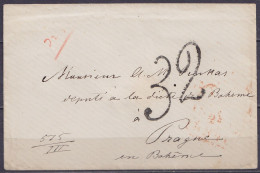 France - Env. De PARIS 1856 (?)  Pour PRAGUE Bohême - Port "32" Au Tampon (au Dos: Càd Arrivée [PRAG /23/1]) - 1849-1876: Klassieke Periode