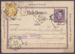 Indes Néerlandaises - EP CP 5c Violet + 2½c Càd MALANG /4/9/1893 Pour GEMBLOUX - Càd SINGAPORE & Paquebot FR + Arrivée C - Sonstige & Ohne Zuordnung