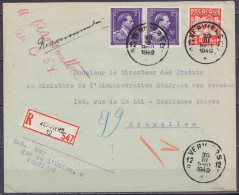 Env. Recommandée Affr. 2x N°693 + N°736 Càd Agence *VERVIERS 12* /30 III 1949 Pour BRUXELLES - Briefe U. Dokumente