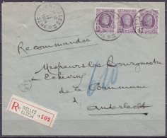 Env. Recommandée Affr. Bande 3x N°195 Càd Agence *IXELLES 11* /22 IV 1924/ *ELSENE 11* Pour ANDERLECHT - 1922-1927 Houyoux