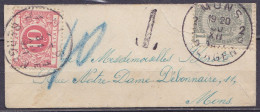 Petite Env. (format Carte De Visite) Affr. N°81 Càd "MONS /30 XII 1911/ BERGEN" Taxée 10c (TX5) E/V - Covers & Documents