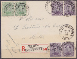 Env. Recommandée Affr. 2x N°137 + 4x N°139 Càd FELUY-ARQUENNES /22 III 1922 Pour Hospices De NIVELLES - 1915-1920 Alberto I