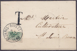 Petite Env. (format Carte De Visite) Non Affr. Taxée 5c (1/2 TX1) Càd ST-DENIS-BOVESSE /2 OCT 1883 - Lettres & Documents