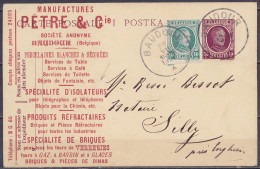 EP CP 15c Lilas (type N°195 Houyoux) Repiqué "Porcelaines Pêtre" + N°194 Càd BAUDOUR /28 VII 1926 Pour SILLY Près Enghie - Briefkaarten 1909-1934