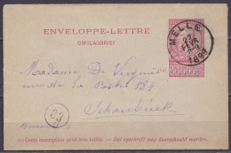 EP Enveloppe-lettre 10c Rose (type N°46) Càd MELLE /27 FEVR 1899 Pour SCHAERBEEK (au Dos: Càd Arrivée BRUXELLES 1) - Buste-lettere