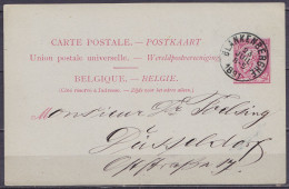 EP CP 10c Rose (type N°46) Càd BLANKENBERGHE /23 JUIL 1891 Pour DÜSSELDORF (Allemagne)  - Postkarten 1871-1909