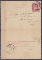 EP Carte-lettre 10c Rose (type N°46) Càd BRUXELLES (MIDI) /12 NOV 1890 Pour Château De Bempt à MORESNET Montzen (au Dos: - Kartenbriefe