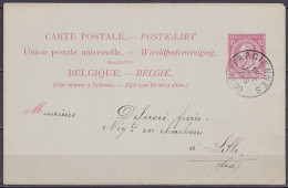 EP CP 10c Rose (type N°46) Càd FARCIIENNES /18 AOUT 1890 Pour Négociant En Charbons à LILLE - Tarjetas 1871-1909