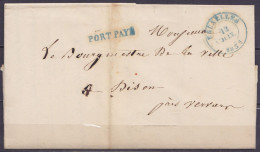 L. Càd Bleu BRUXELLES /13 JUIN 1838 Pour DISON Près VERVIERS - Griffe "PORT PAYE" (au Dos: Càd Arrivée T18 DISON /15/VI) - 1830-1849 (Onafhankelijk België)