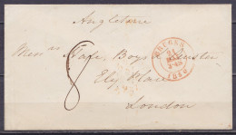 Env. Non-affr. Càd BRUGES /21 MAI 1850 Pour LONDON Angleterre - Port "8" (au Dos: Càd Arrivée) - 1849-1865 Medaillen (Sonstige)