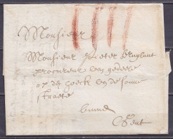 L. Datée 21 Septembre 1718 De BRUGES Pour Gent - Port "IIII" à La Craie Rouge - 1714-1794 (Paises Bajos Austriacos)